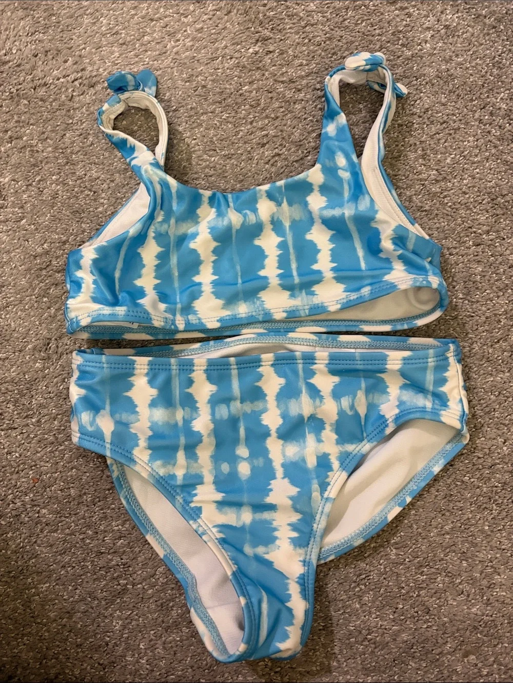 Wonderkids Blue and White Tie-Dye Kids Two-Piece Swimsuit